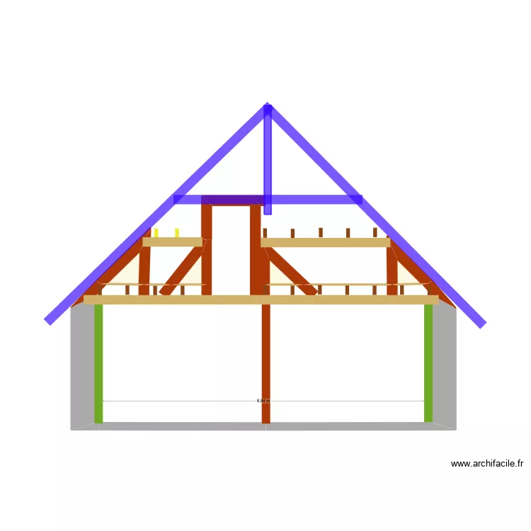 faitage. Plan de 4  et 1 m²