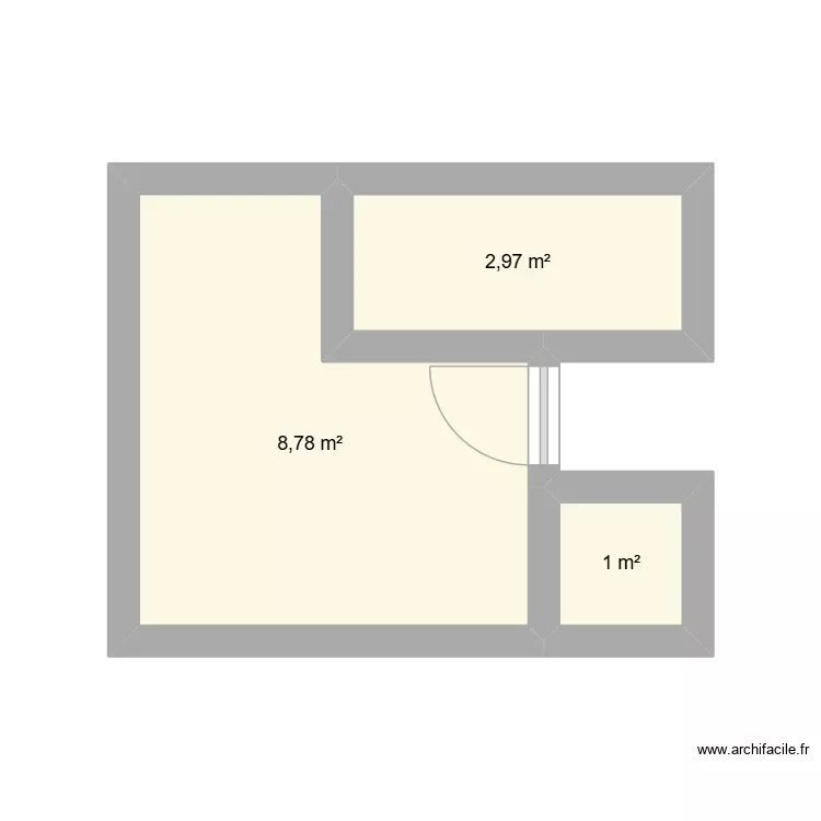 etage. Plan de 3 Pièces et 13 m²