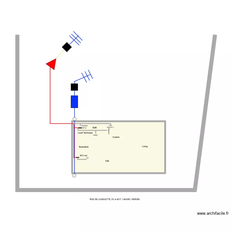 bolette 1/C. Plan de 1  et 16 m²