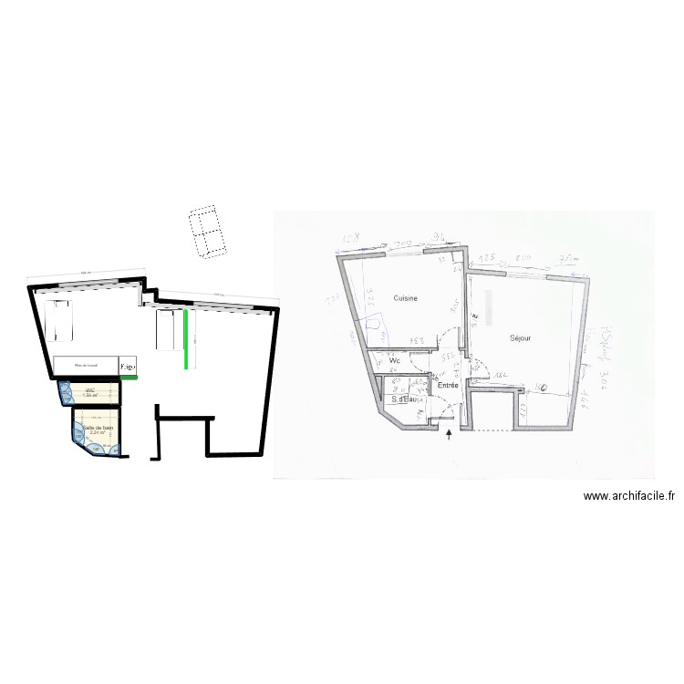 carbonnel 2. Plan de 2 pièces et 4 m2