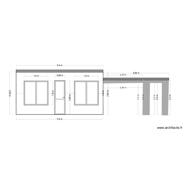 facade est avt travaux. Plan de facade est avt travaux. Plan de