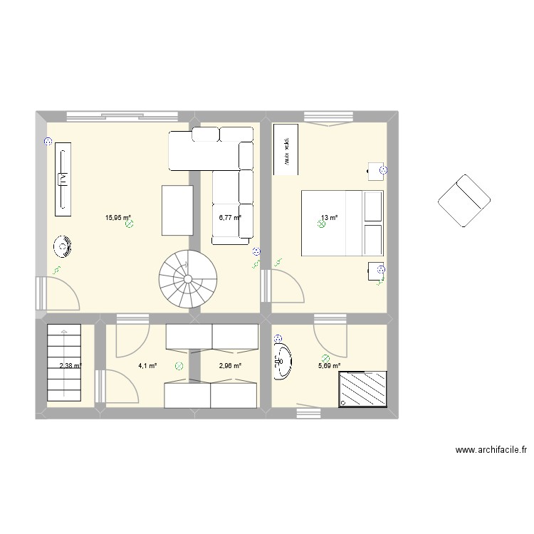 GRANGE LASTIGUET. Plan de 7 pièces et 51 m2