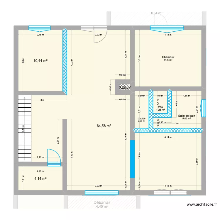 Maison Gandrange - murs coup&eacute;s. Plan de 25  et 320 m²