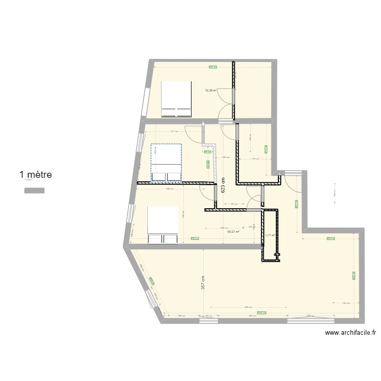 Master 3. Plan de 3 pièces et 111 m2