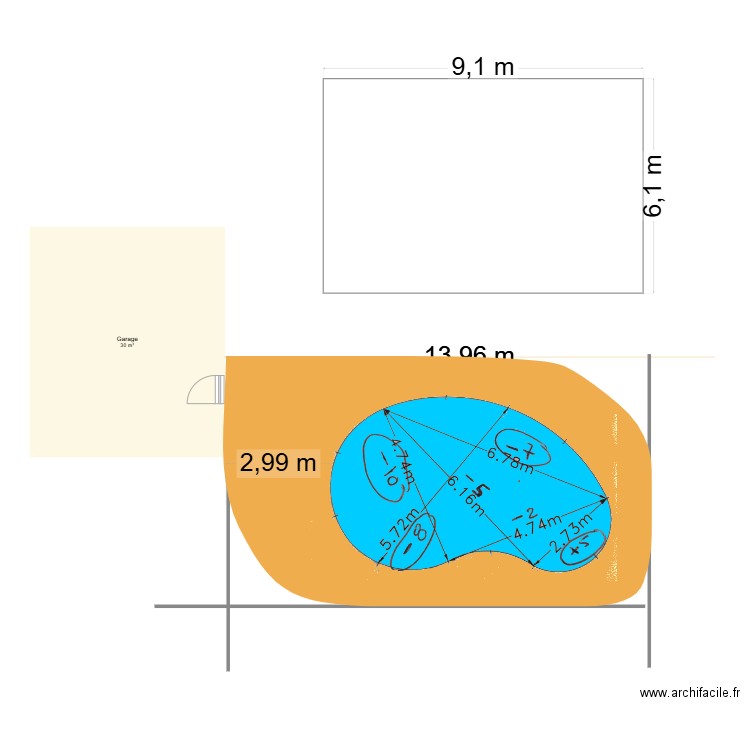 psm terrsse piscine. Plan de 1 pièce et 30 m2