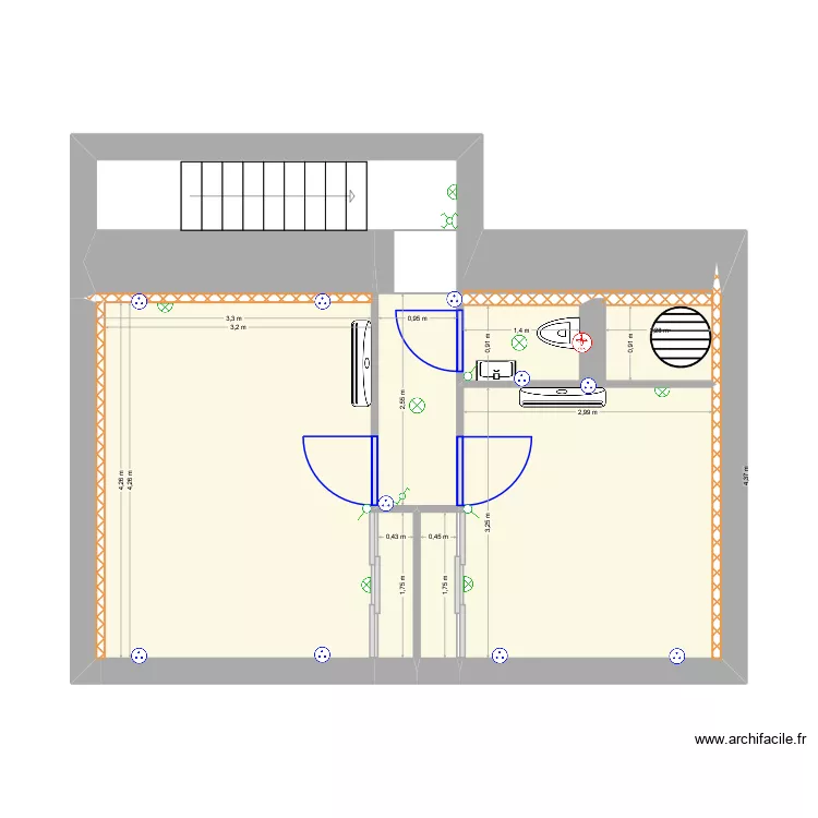 Etage. Plan de 10  et 30 m²