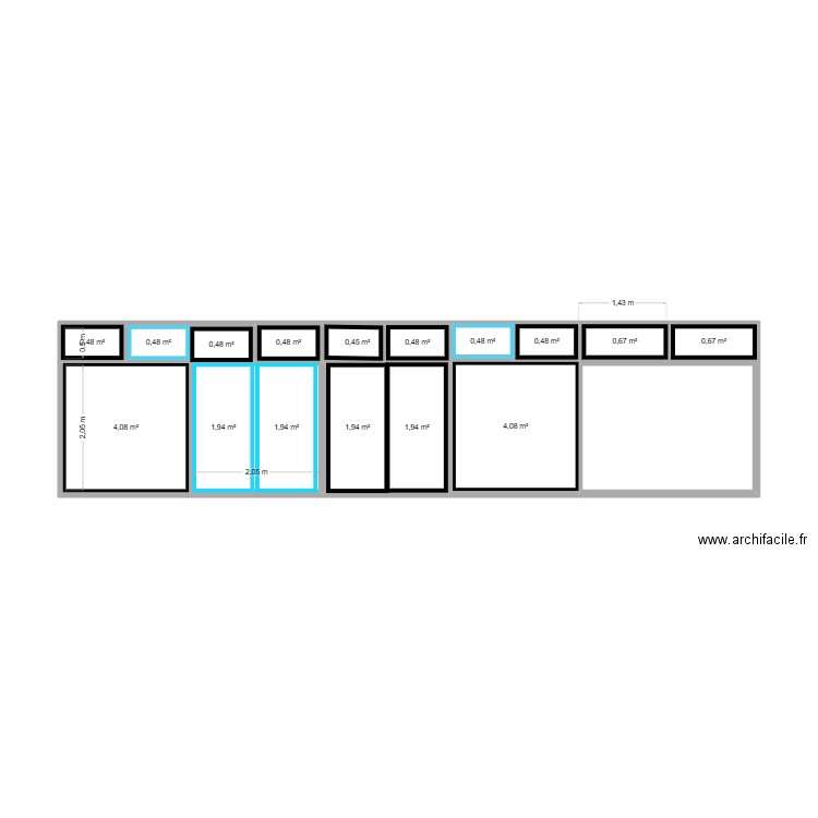 aluminium veranda. Plan de 12 pièces et 19 m2