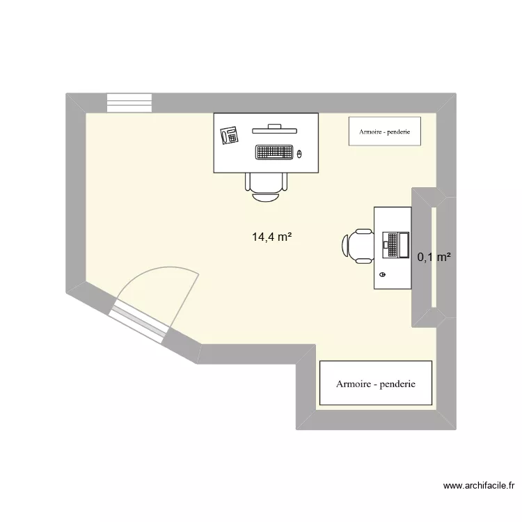 bureau. Plan de 2  et 15 m²