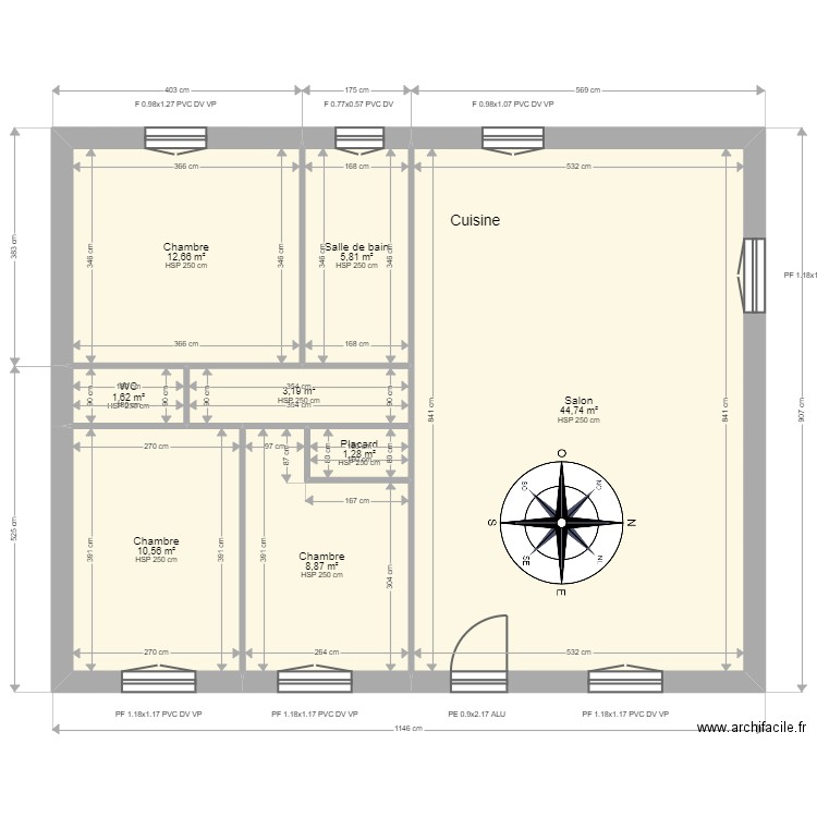 ML24010601 LEROY. Plan de 8 pièces et 89 m2