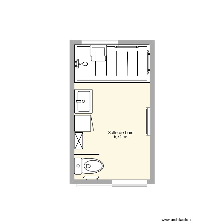 SDB M. C. Plan de 1 pièce et 6 m2