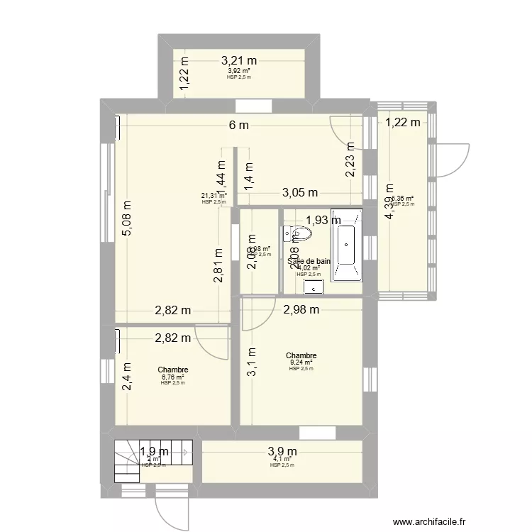 Maison emip. Plan de 9  et 59 m²
