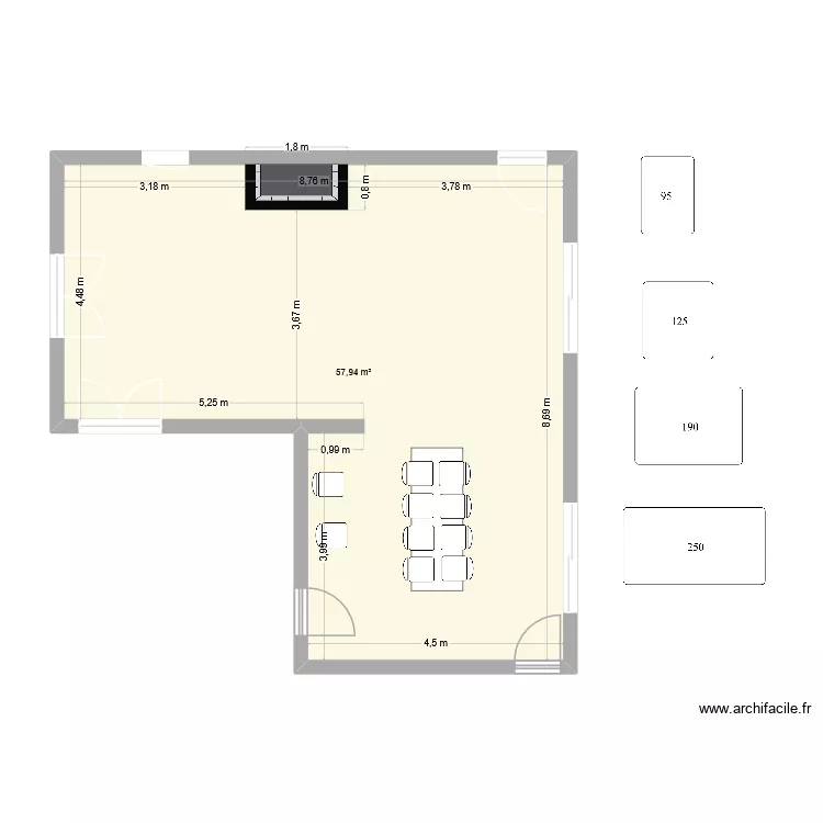 salon. Plan de 1 et 58 m² salon. Plan de 1 et 58 m²
