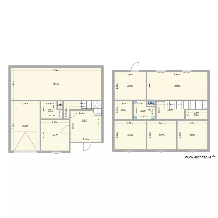 Maison Cordier Pouzeauges. Plan de 16  et 151 m²
