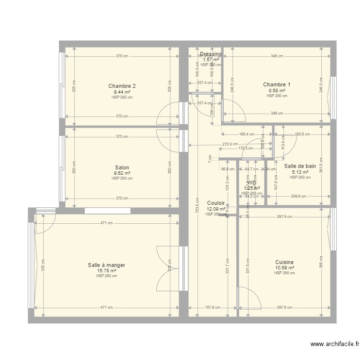 ACR GRATTELOURS. Plan de 9 pièces et 74 m2