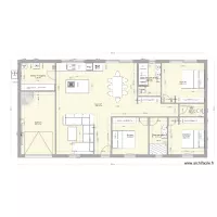 MAISON PLAIN PIED 130 M2 RECTANGLE 3 CHAMBRES 2SB V3