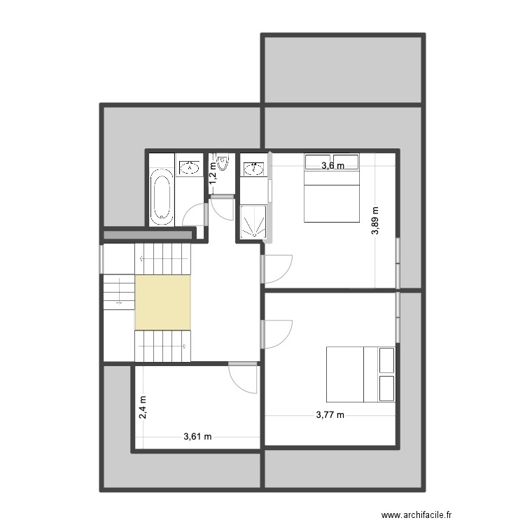 Raquette Rez2 V3. Plan de 13 pièces et 102 m2