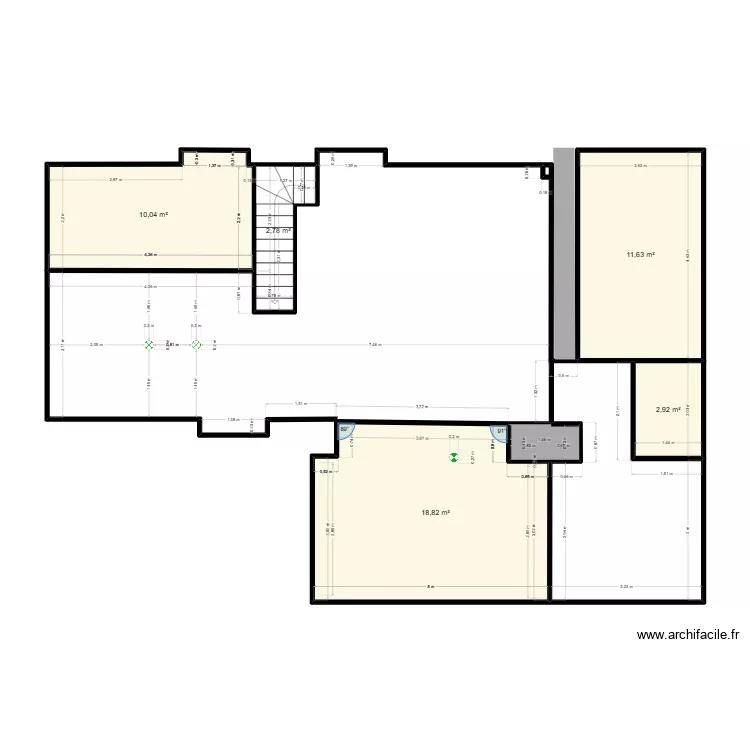 Plan avec cotes salon. Plan de 11  et 103 m²