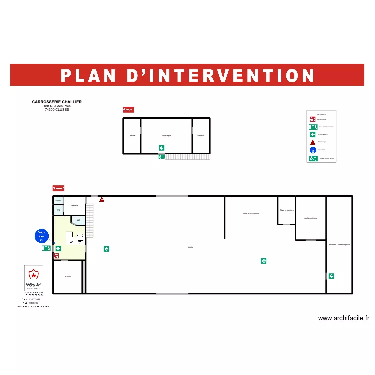 Plan d'intervention CHALLIER. Plan de 14  et 684 m²