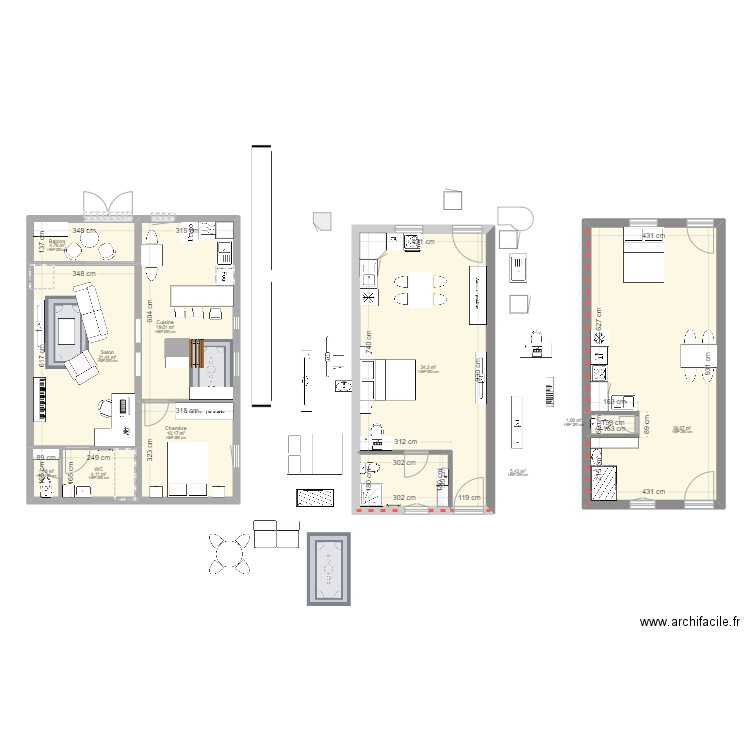 studio 3. Plan de 0 pièce et 0 m2