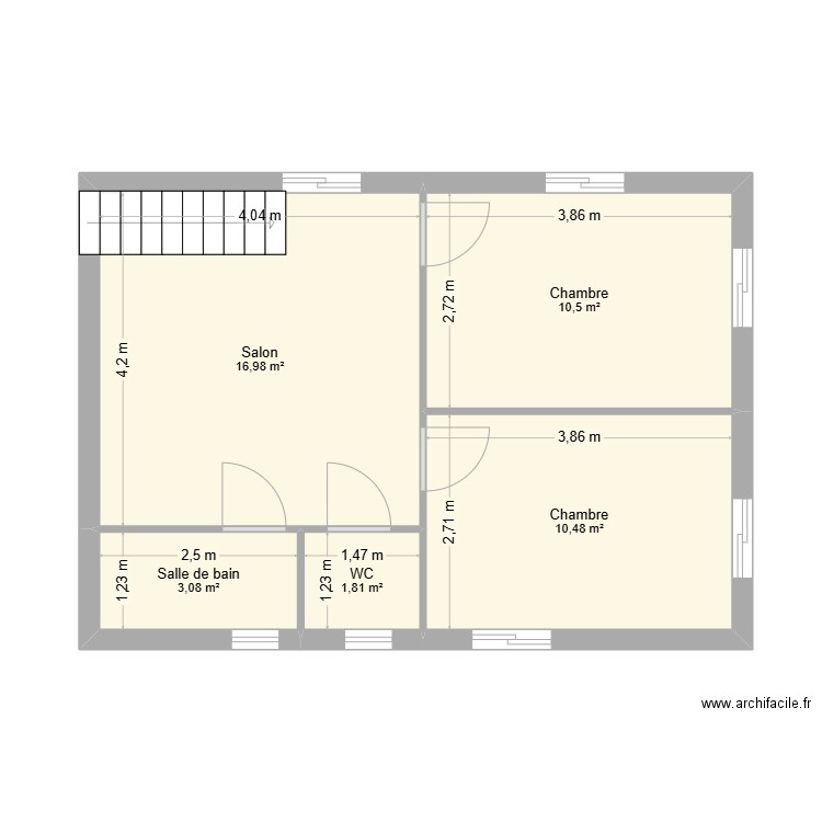 agrandissement 1er. Plan de 5 pièces et 43 m2
