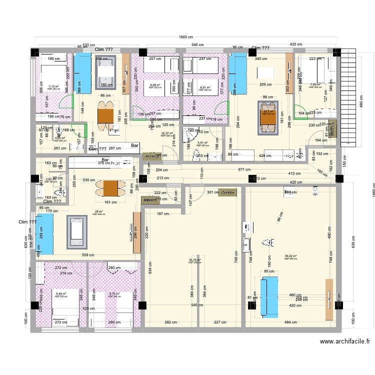 3th Floor 5.1.2.3.1. Plan de 14 pièces et 220 m2