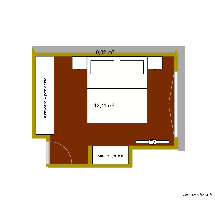 Chambre. Plan de 2 et 12 m² Chambre. Plan de 2 et 12 m²