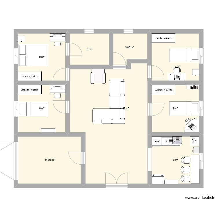 ayaan. Plan de 8 pièces et 99 m2