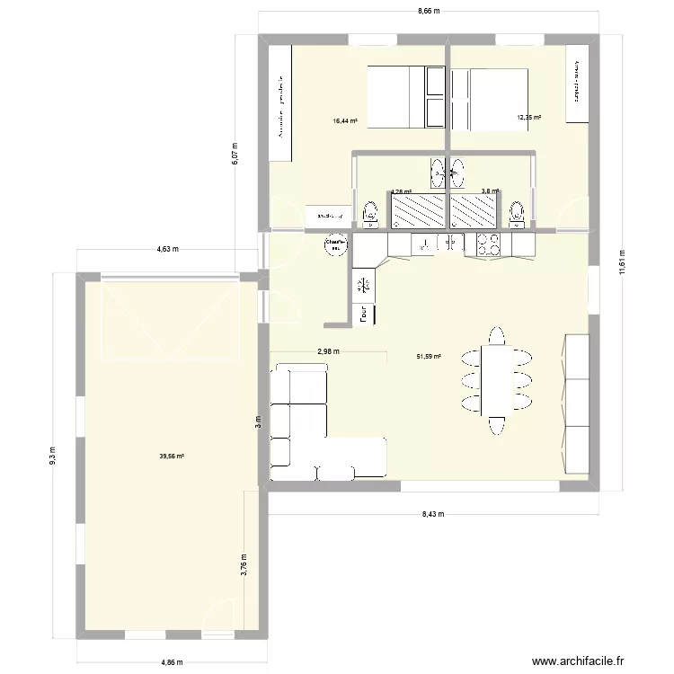 futur residence. Plan de 6  et 128 m²