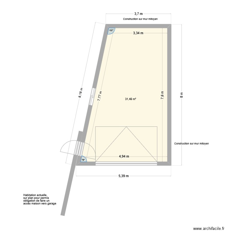 plan garage. Plan de 1 pièce et 31 m2