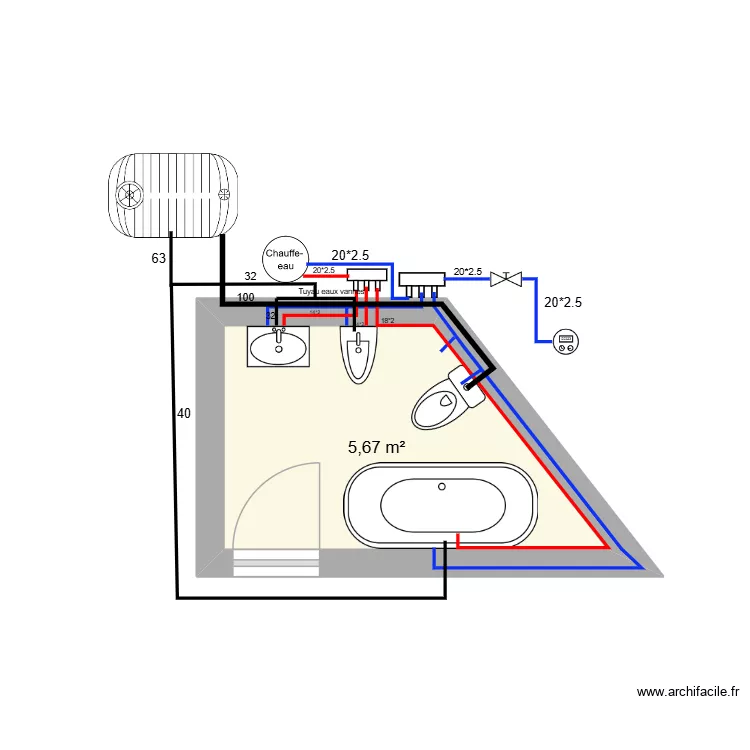 lafdyd. Plan de 1 pièce et 6 m²