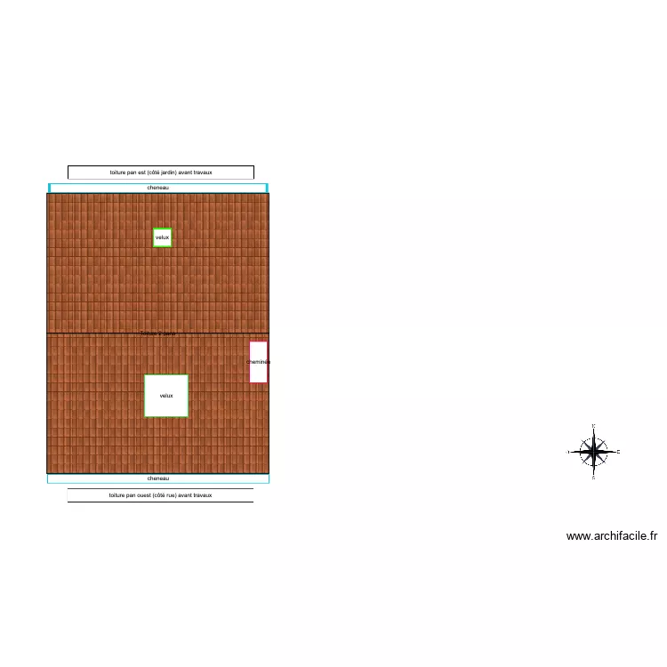 plan toiture vue dessus avant travaux. Plan de plan toiture vue dessus avant travaux. Plan de