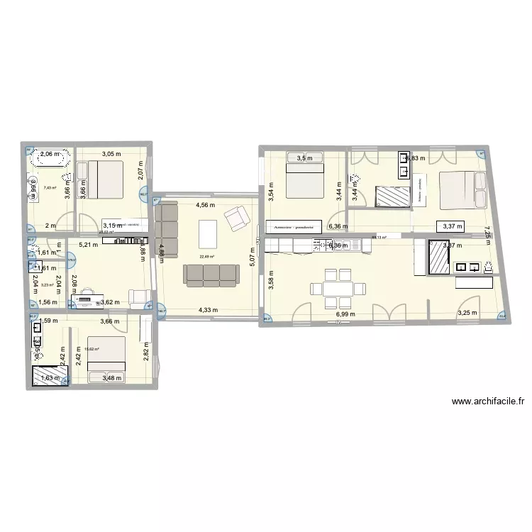 cannes v2. Plan de 6 Pièces et 142 m²