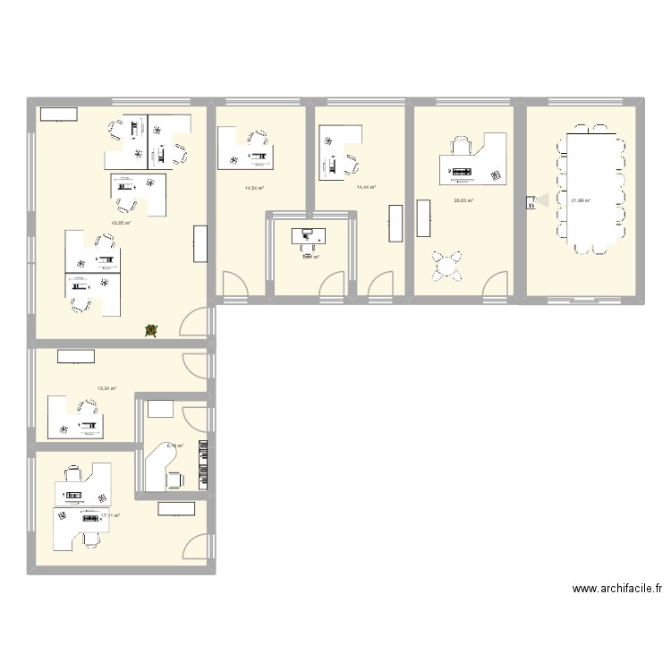 BUREAUX surfaces. Plan de 9 pièces et 156 m2