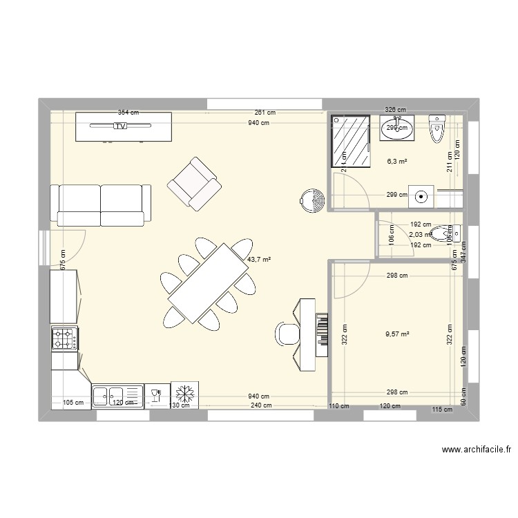 plan bas 5. Plan de 4 pièces et 81 m2