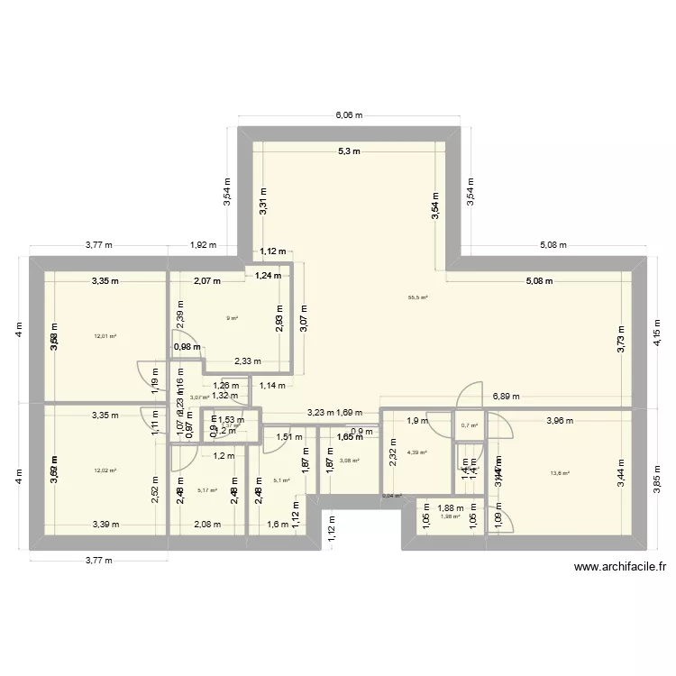 Deuxi&egrave;me essai maison. Plan de 15 Pièces et 128 m²