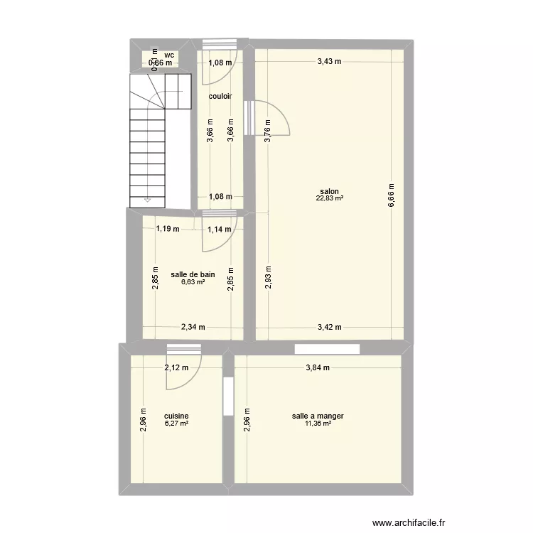 fred. Plan de 6 pièces et 51 m²