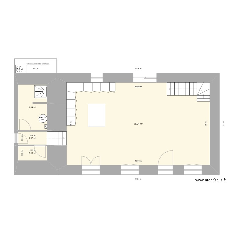 VILLE GUILLAUME. Plan de 6 pièces et 74 m2