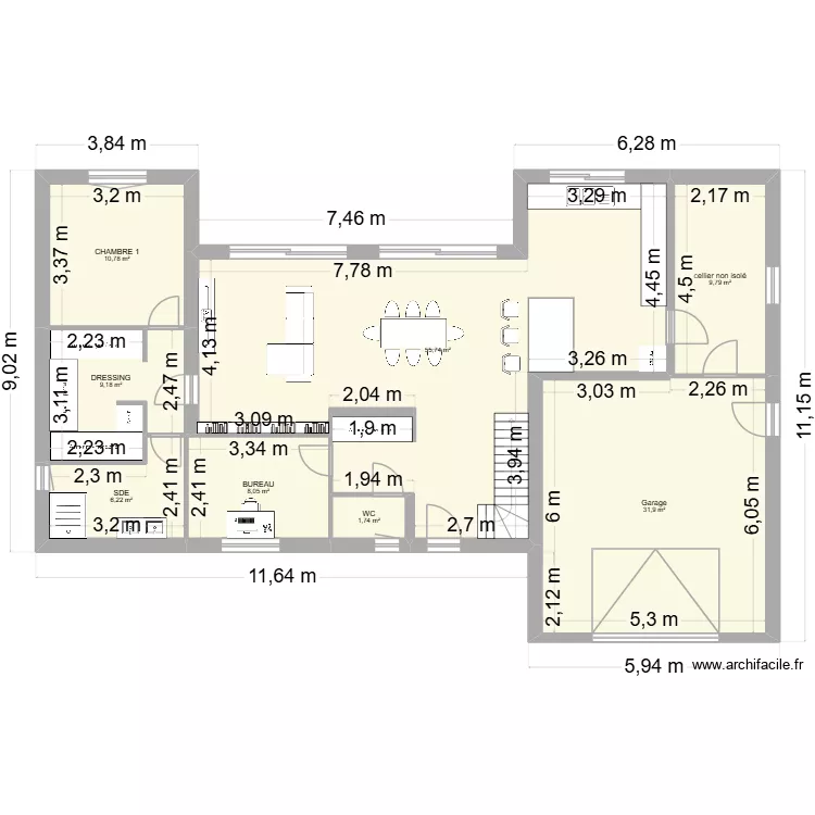 CHAPUIS. Plan de 14  et 181 m²