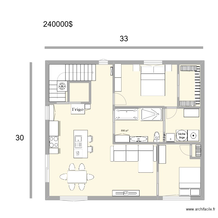 future maison 33x30. Plan de 15 pièces et 197 m2