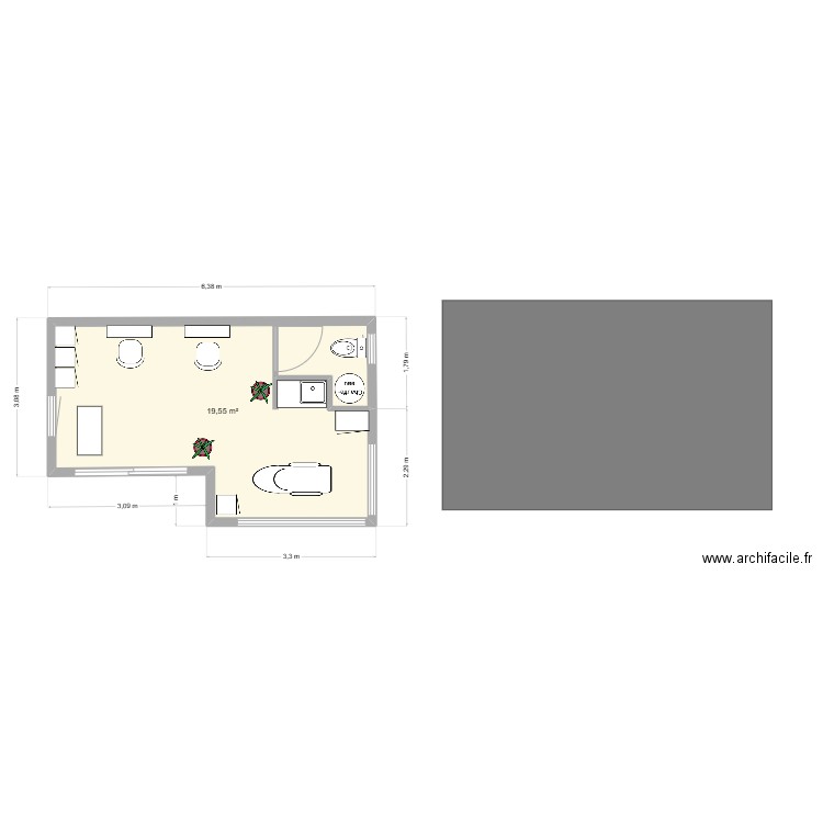 Atelier Coiffure Energetique. Plan de 1 pièce et 20 m2