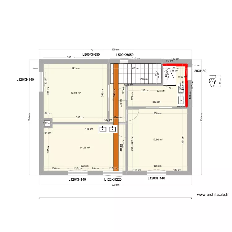 etage nouvelle salle de bain. Plan de 