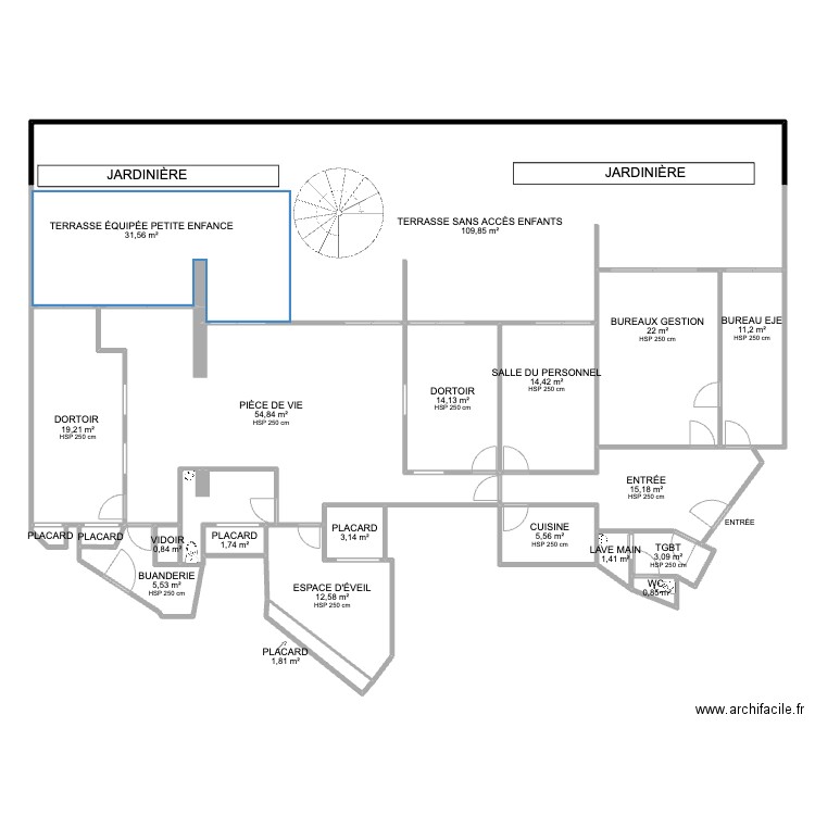 PLAN  PROJET ROUET COTATIONS. Plan de 21 pièces et 330 m2