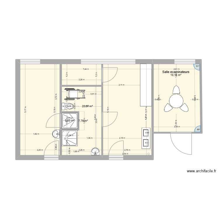 ASMS. Plan de 4 pièces et 47 m2