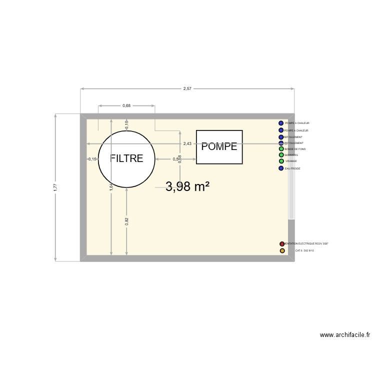 LOCAL TECHNIQUE. Plan de 1 pièce et 4 m2