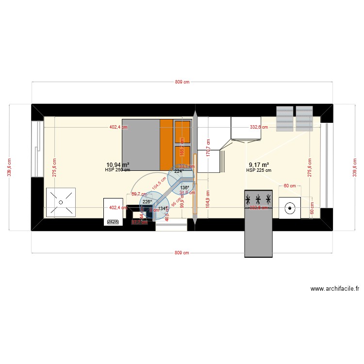 Garage amenagé. Plan de 2 pièces et 20 m2