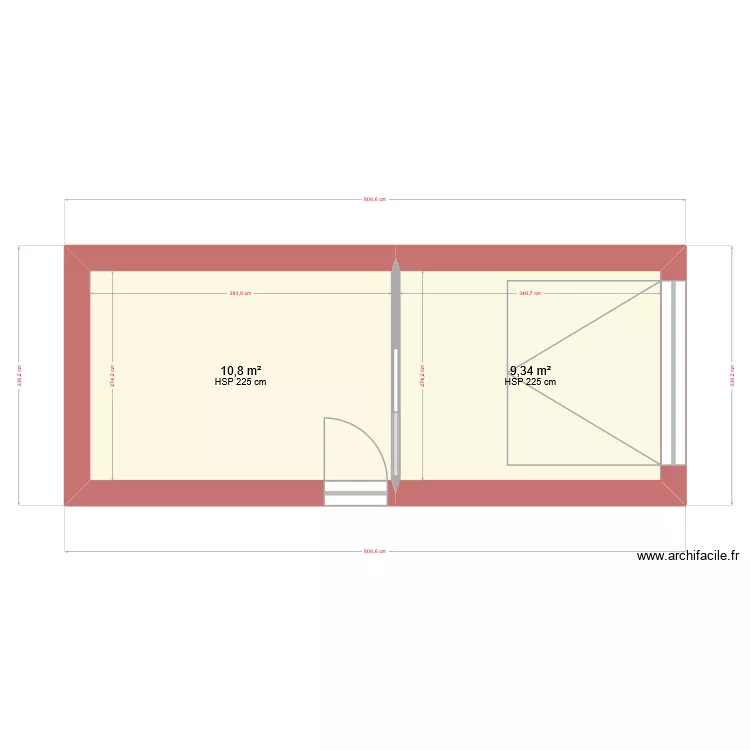 Chambre parentale. Plan de 2  et 20 m²