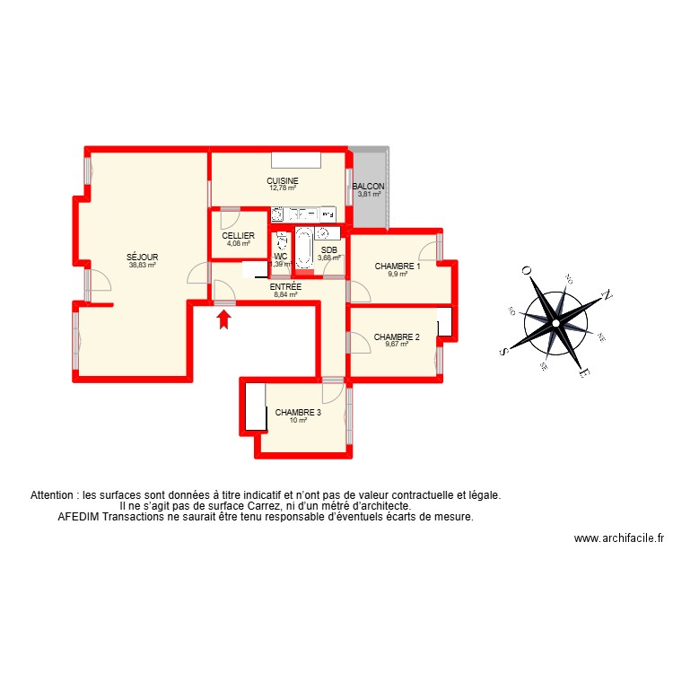 BI28716 -. Plan de 13 pièces et 111 m2