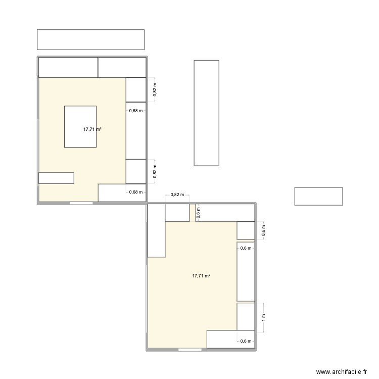 mano chalet. Plan de 2 pièces et 35 m2