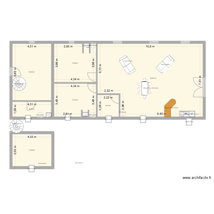 plan 2. Plan de 7 pièces et 156 m2