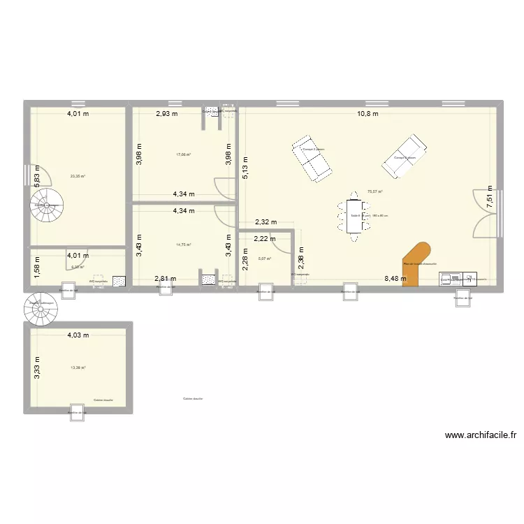 plan 2. Plan de 7 pièces et 156 m²